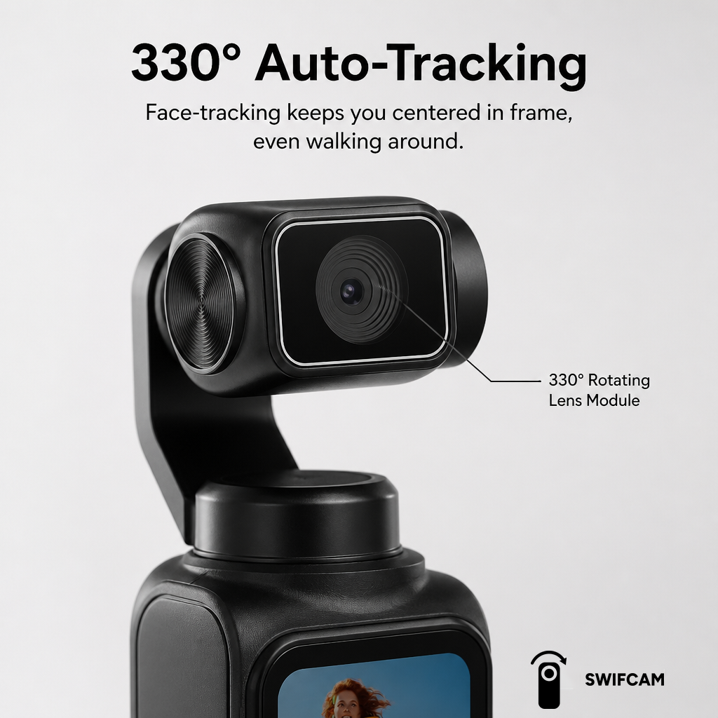 330 degree auto-tracking keeps you centred in frame